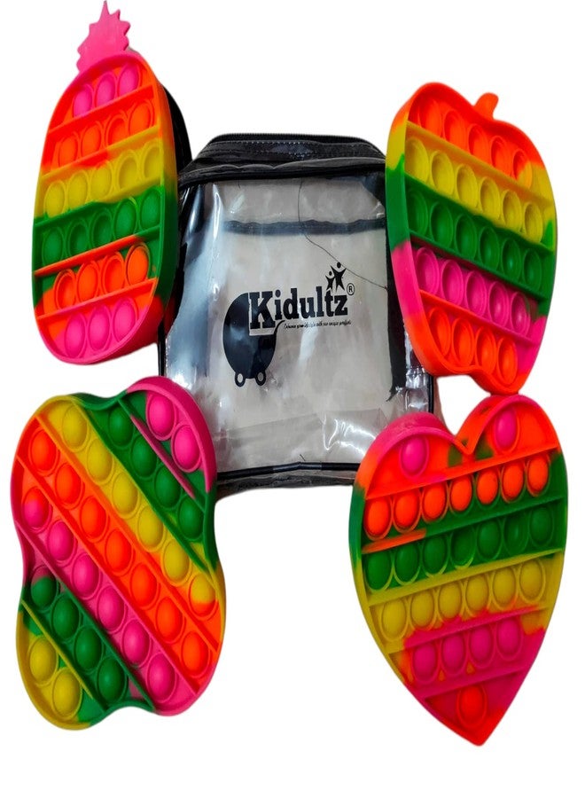 Kidultz Push Pop Silicone Bubble Sensory Fidget Toy Set, Multi-Colour Pop It Toy Relieve Stress Suitable for All Age, Bubble Toy for Kids Popper Sensory Educational Toy (Radium Set of 4) - Image 2